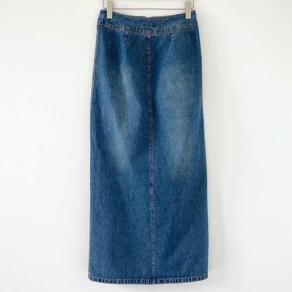 Y2K Denim Skirt w Suede Lace Up Waist - Picture 2 of 6